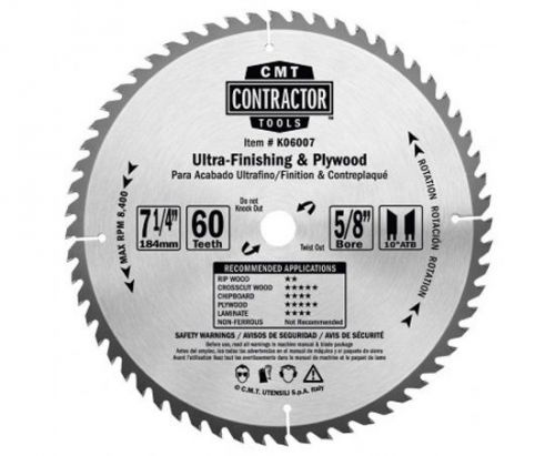 ITK Ultra Finish Saw Blade, 7-1/4&#034; x 60 Teeth, 10 ATB w/5/8&#034; Bore, CMT.K06007