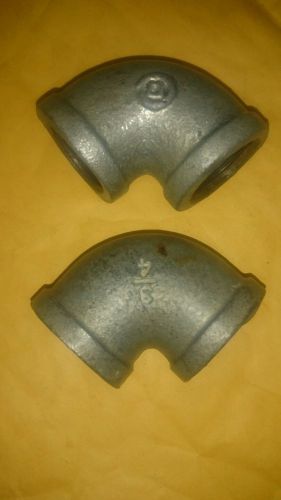 Lot of 2 (two) 3/4&#034; galvanized iron pipe elbow 90 degrees - nos for sale