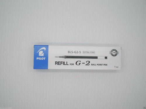 12 Pcs Pilot G-2 0.5mm Gel Ink Roller ball pen only refill Black(Japan)