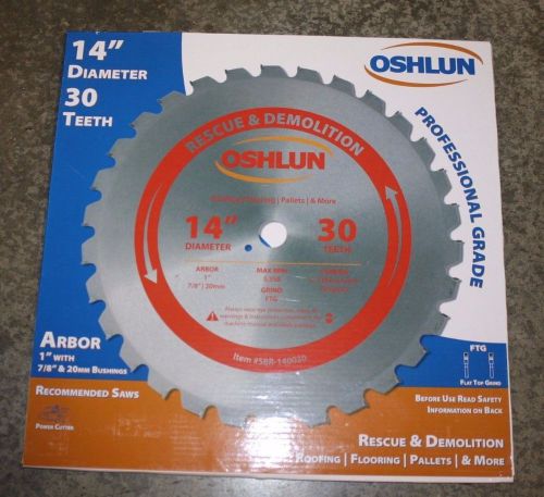 Oshlun SBR-140030 14-inch 30 Tooth Saw Blade With 1-inch Arbor (7/8-inch) FTG