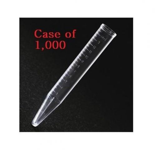 Case of 1,000 Globe Scientific 6260 Polystyrene 15ml Centrifuge Tube Graduation