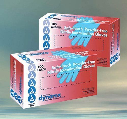 Dynarex safe touch blue nitrile exam gloves lg powder free #2513 100 count for sale