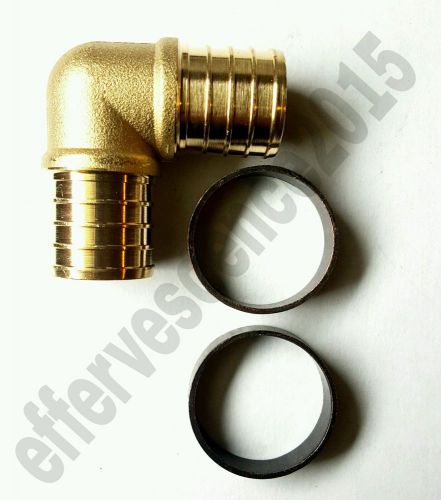 1&#034; Brass PEX Elbow - Brass Crimp Fitting With 2 Crimp Rings