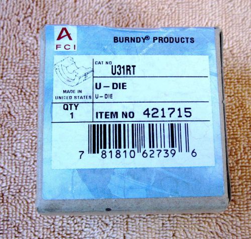 Brand New Burndy U31RT Index 18 Red Crimping Die Factory Sealed Free Shipping