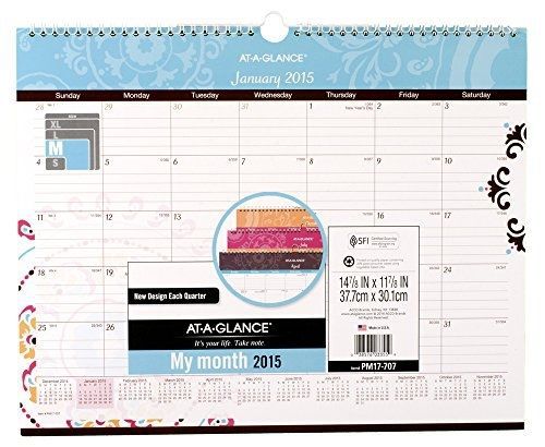 At-A-Glance AT-A-GLANCE Monthly Wall Calendar 2015, Suzani, Wirebound, 15 x 12