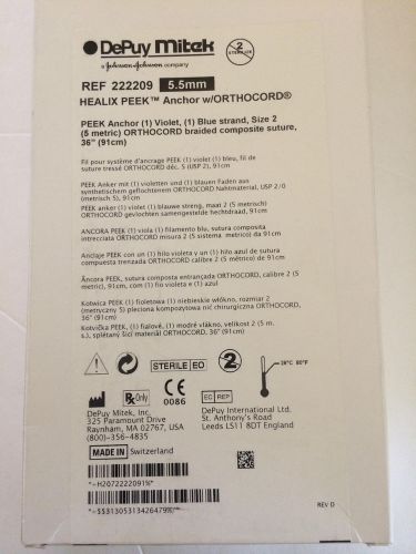 DePuy Mitek HEALIX PEEK Anchor w/ORTHOCORD Ref# 222209