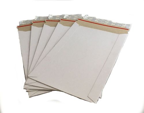50 - 6x9 6&#034;x9&#034;  Stay Flat Rigid Mailer Cardboard White Envelope Photo 350GSM