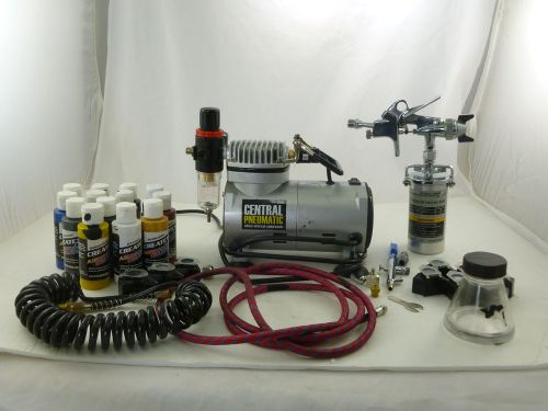 Central Pneumatic Airbrush Compressor Kit with Paint