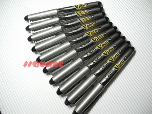 12 x Pilot Vpen V-Pen Disposable Medium Nib Fountain Pen, Black