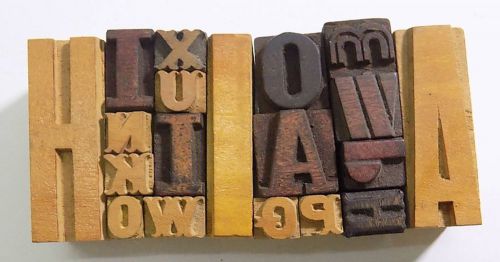Letterpress Letter Wood Type Printers Block &#034;Lot Of 19&#034; Typography #bc-1110