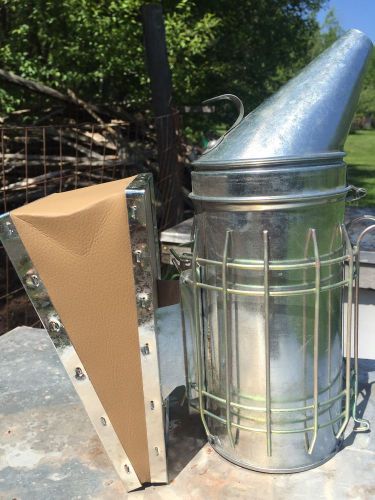Bee hive smoker, galvanized, 4x7&#034;, heat shield and floor spacer. for sale