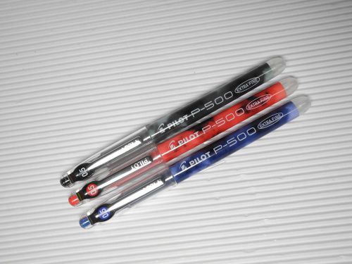 Redx4,Bluex4,Blackx4 Pilot P-500 0.5mm extra fine ball point pen(needle tip)