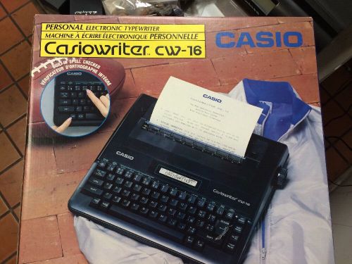 CASIO CASIOWRITER PERSONAL ELECTRIC TYPEWRITER MODEL CW-16 IN BOX WITH MANUAL
