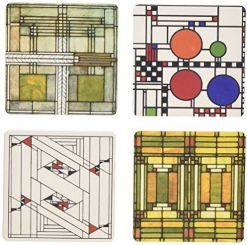 Coasterstone as305 absorbent coasters, 4-1/4-inch, frank lloyd wright art glass for sale