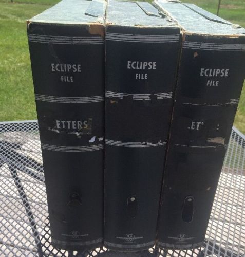 3 Vintage Cardboard File Storage Box Book Steampunk 12&#034;&#034;x11 1/2&#034;x3&#034; Eclipse