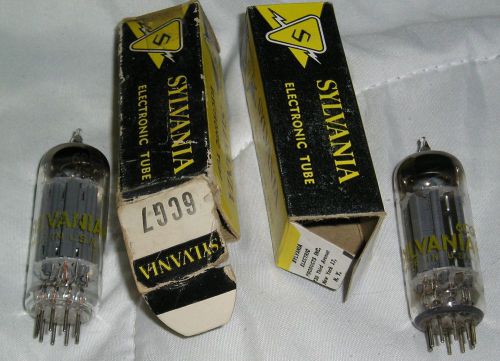 Close NOS Strong Matched Pair Sylvania 6CG7 Tubes