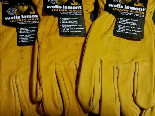 (3) X-LARGE XL Wells Lamont Work Gloves Construction Leather Cowhide Premium NEW