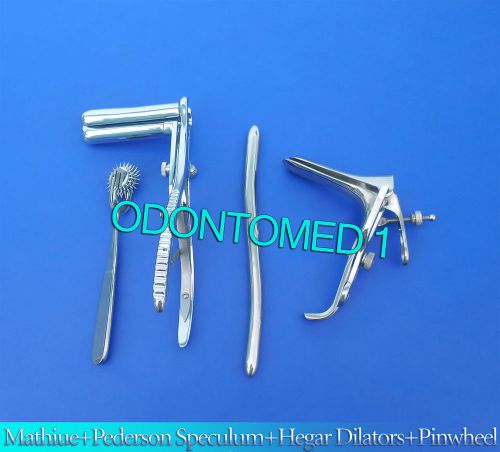 Mathieu Speculum+ Hegar Dilator +3 Head Pinwheel &amp; Pederson Speculum Small