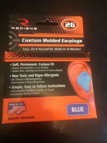 Custom Molded Ear Radians Plugs Protection 10 Minute Fit Earplugs Blue New USA