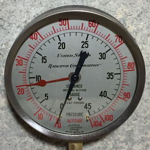 Dated July 1931: Vintage Brass Pressure &amp; Temperature Gauge, Altitude, Steampunk