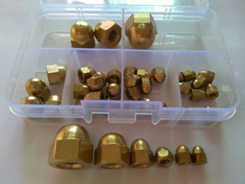 40pcs m3/m4/m5/m6/m8/m10 brass cap hex nuts copper hexagonal nuts assortment set for sale