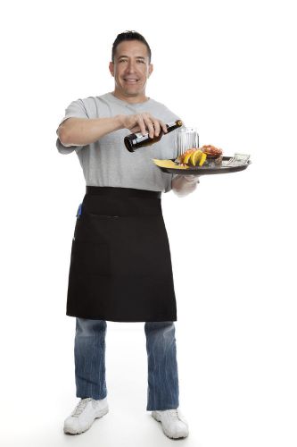 Quality Black Med Bistro Apron w/Organizing Extra Pockets Proudly Made in USA