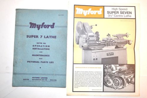 MYFORD SUPER 7 LATHE  OPERATION Manual INSTALLATION &amp; MAINTENANCE 1968 #RR929