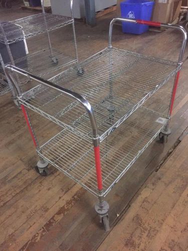 Metro Wire Cart 36&#034; x 24&#034; Industrial Push Cart Rack Chrome Utility Industrial