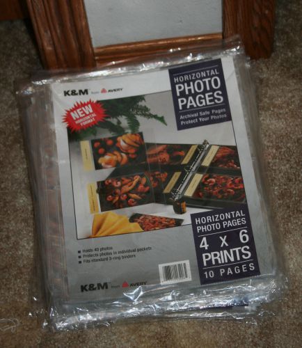 K&amp;M BY AVERY PHOTO PAGE 4&#034;X  6&#034; 3 HOLE PUNCHED ARCHIVAL SAFE HORIZONTAL PACK 10