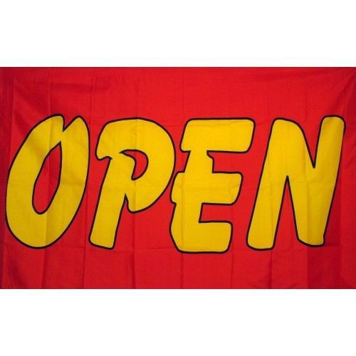 Open Flag 3ft x 5ft Red/Yellow Banner (1)