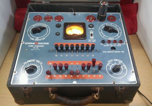 Vintage General Electric GE Tube Checker TC-3A  Vacuum Tube Tester working