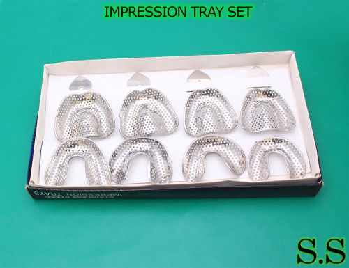 Impression tray set of 8 p perforat dental instruments for sale
