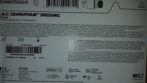 KCI V.A.C. GranuFoam Dressing Medium Sealed box (5). Ref M8275052/5 Exp. 12/2018