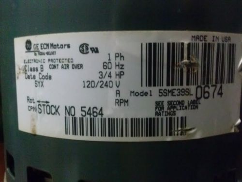 GE ECM MOTOR &amp; MODULE   5SME39SL0674, 033B4B   (1102)