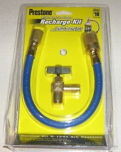 New Prestone R-134a Auto Air Conditioning Recharge Kit - Hose &amp; Valve