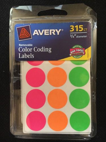 AVERY REMOVABLE COLOR CODING LABELS 315 CT 3/4&#034; DIAMETER  FREE SHIPPING