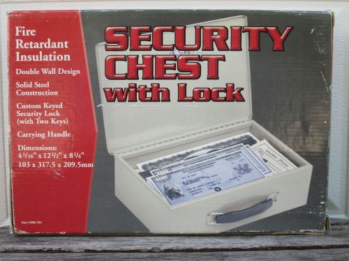 SECURITY CHEST WITH LOCK, FIRE RETARDANT INSULATION, SOLID STEEL CONSTRUCTION
