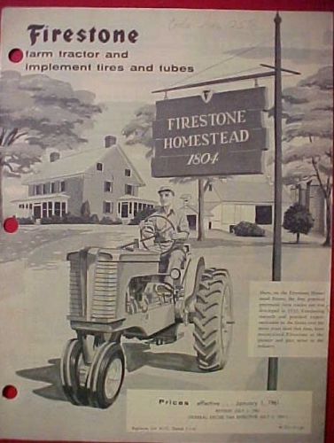 FIRESTONE FARM TRACTOR AND IMPLEMENT TIRES &amp; TUBES CATALOG, JAN. 1961, FINE COND