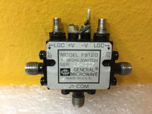 General Microwave F9120, 1 to 18 GHz, 60 dB, 2.5 Insertion, SMA (F) SP2T Switch