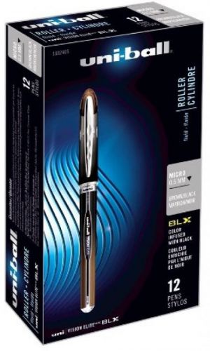 Uni-ball Vision Elite BLX Series Stick Rollerball Pens, Micro Point, Ink, 12