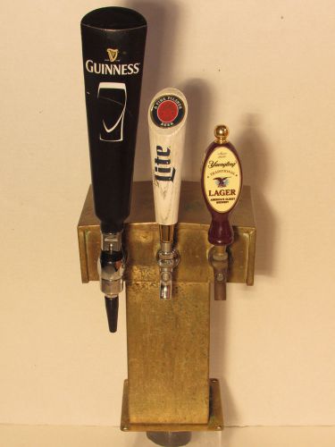 Vintage Brass 3 Tap Beer Tower Dispenser Assembly