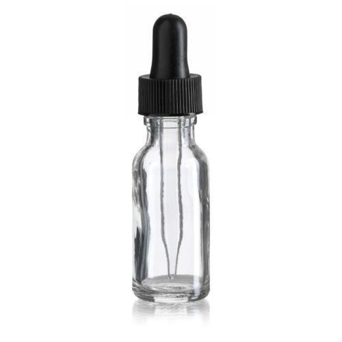 Boston round clear glass dropper bottles 1/2 oz (15 ml) (lot of 24) for sale