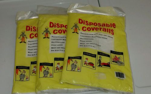 Lot of 3 COVERALL DISPOSABLE POLYPROPYLENE  WHITE ELASTIC WRIST ANKLES