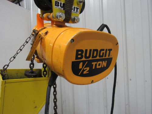 Budgit c486-3r chain hoist 1/2ton 1000lb w/trolley 15&#039;4&#034;lift 16fpm 1ph 120/240v for sale