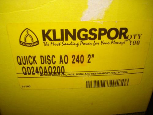 KLINGSPOR Quick Disc A/O 240 Grit  2&#034; Diameter  QTY 100 |ED2|RL9137