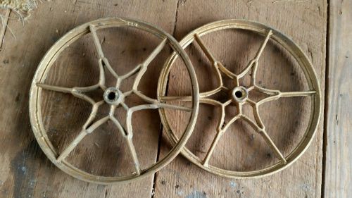 Pair antique ornate 11&#034; cast iron wheels hit miss engine maytag for sale