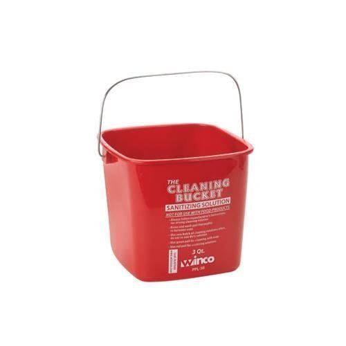 Winco PPL-3R Cleaning Bucket, 3-Quart, Red Sanitizing Solution 2-Pack