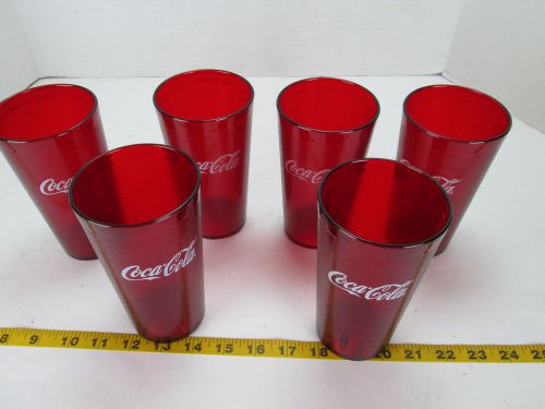 Lot of 6 Carlisle Coca Cola Glasses 16 oz Red Plastic Cup Model 5216 Coke T