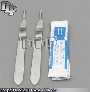 2 SCALPEL KNIFE HANDLE #3 + 20 STERILE SURGICAL BLADE #15