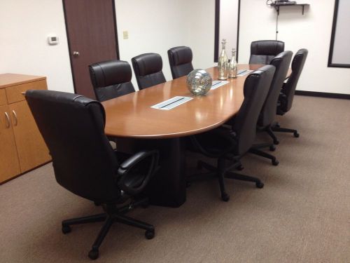12 Ft Traditional Boardroom Conference Room Table Power Charging Network Ports